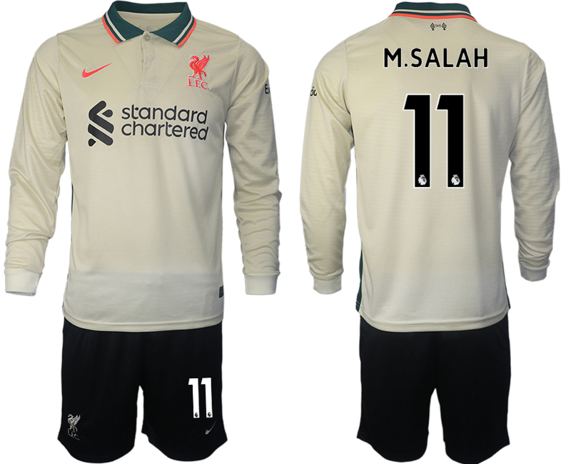 Men 2021-2022 Club Liverpool away cream Long Sleeve #11 Soccer Jersey->liverpool jersey->Soccer Club Jersey